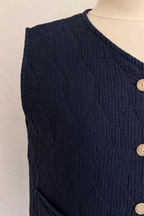Détail tissu double gaze coton matelassé noir - Gilet Gabin Coka Collection