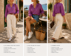 3 façons de porter la Blouse Ambre rayée rose et violet Lili & Lala – vue de face | Coka Collection