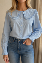 Blouse Sacha col claudine bleu ciel Lili & Lala