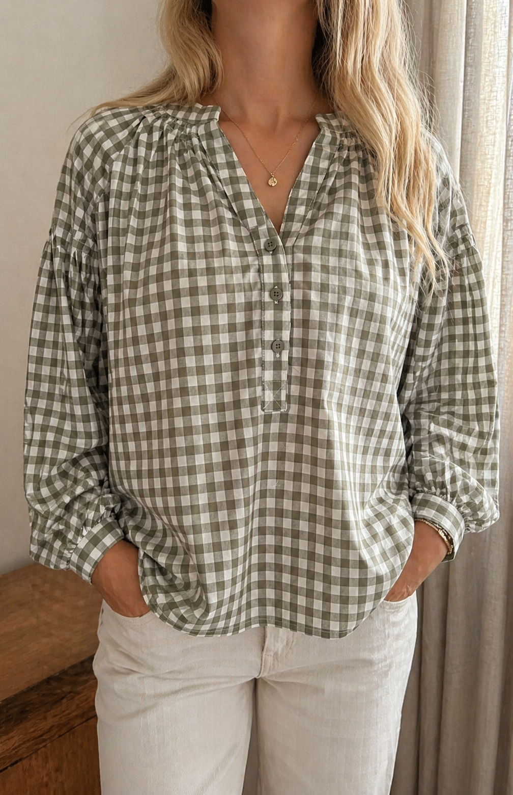 Blouse Lison vichy kaki oversize Season 