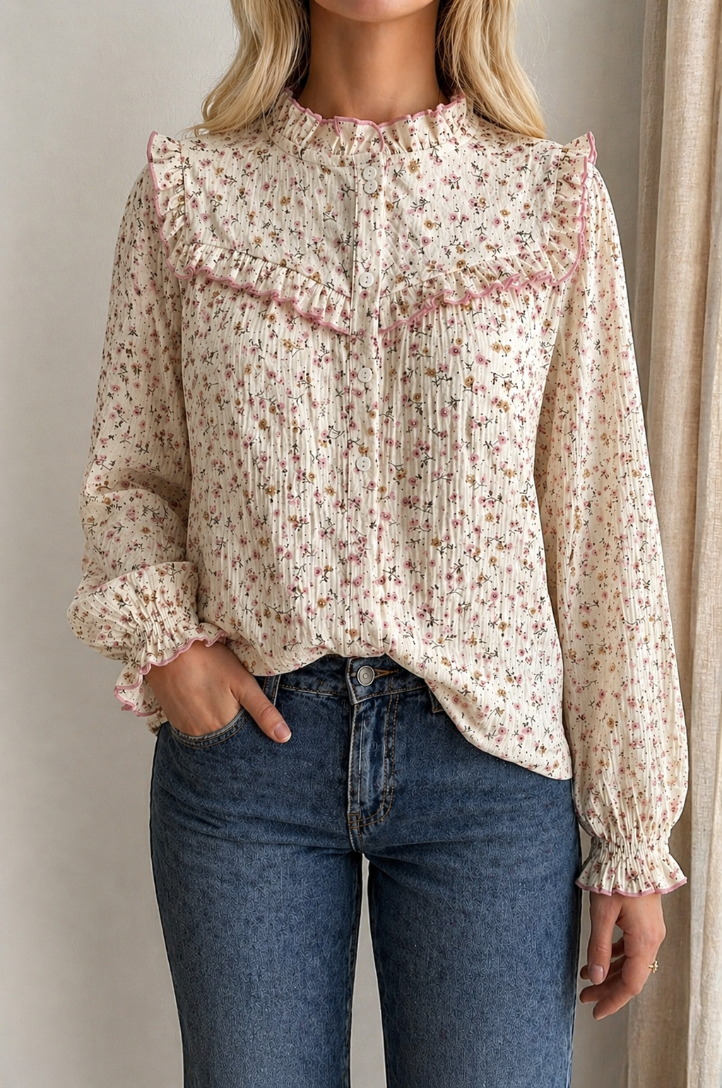 Blouse Margot fleurie gaze de coton Lili & Lala avec volants