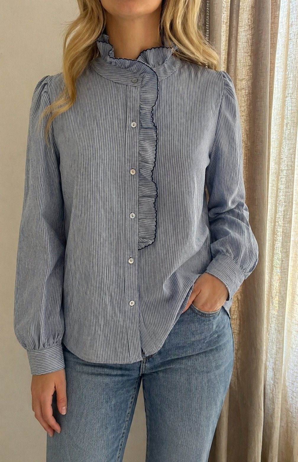 Blouse Ninon rayée bleu blanc Season