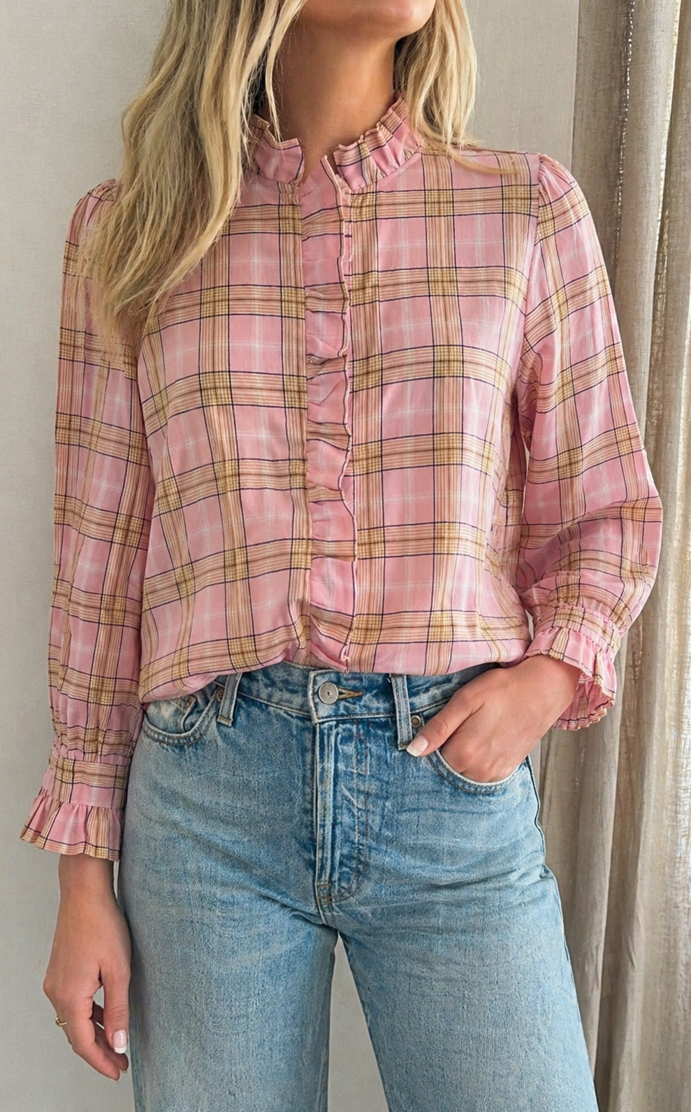 Blouse Louise carreaux rose Season