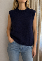 Pull sans manches mohair bleu marine femme - Coka Collection
