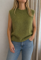 Pull sans manches mohair vert olive femme - Coka Collection