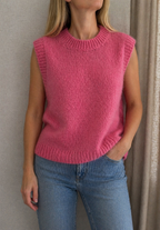 Pull sans manches mohair rose femme - Coka Collection