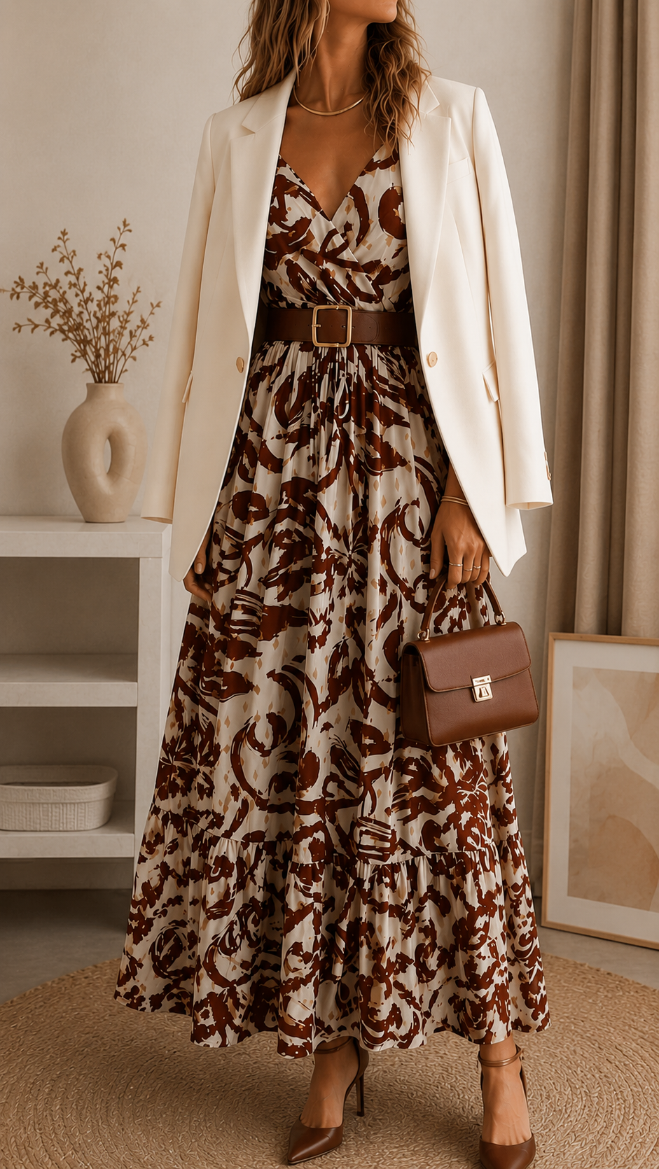 Robe Aline longue terracotta