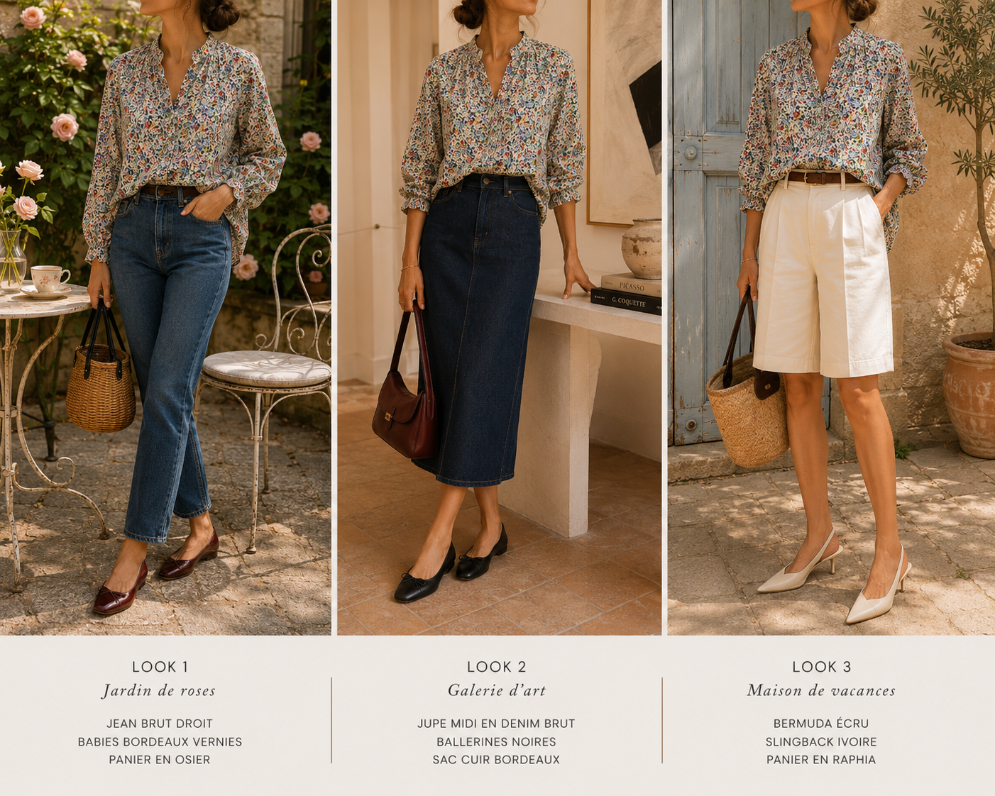 3 façons de porter la Blouse Inès liberty multicolore Lili & Lala avec manches bouffantes - coka collection