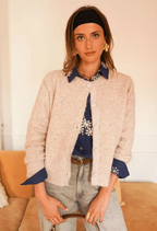 Gilet Eva beige chiné boutons vichy In April 1986