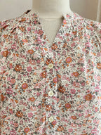 Blouse fleurie Season Suzzy - détail col tunisien