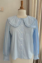 Blouse Sacha col claudine bleu ciel Lili & Lala - vue de face