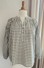 Blouse Lison vichy kaki Season - vue de face