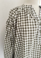 Blouse vichy Season Lison - détail motif kaki