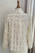 Vue arrière blouse Estelle Season motif feuillage beige