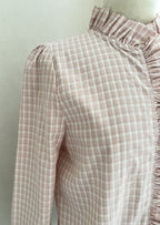 Détail motif carreaux rose poudré blouse Angèle Lili & Lala