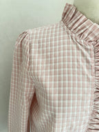 Détail motif carreaux rose poudré blouse Angèle Lili & Lala