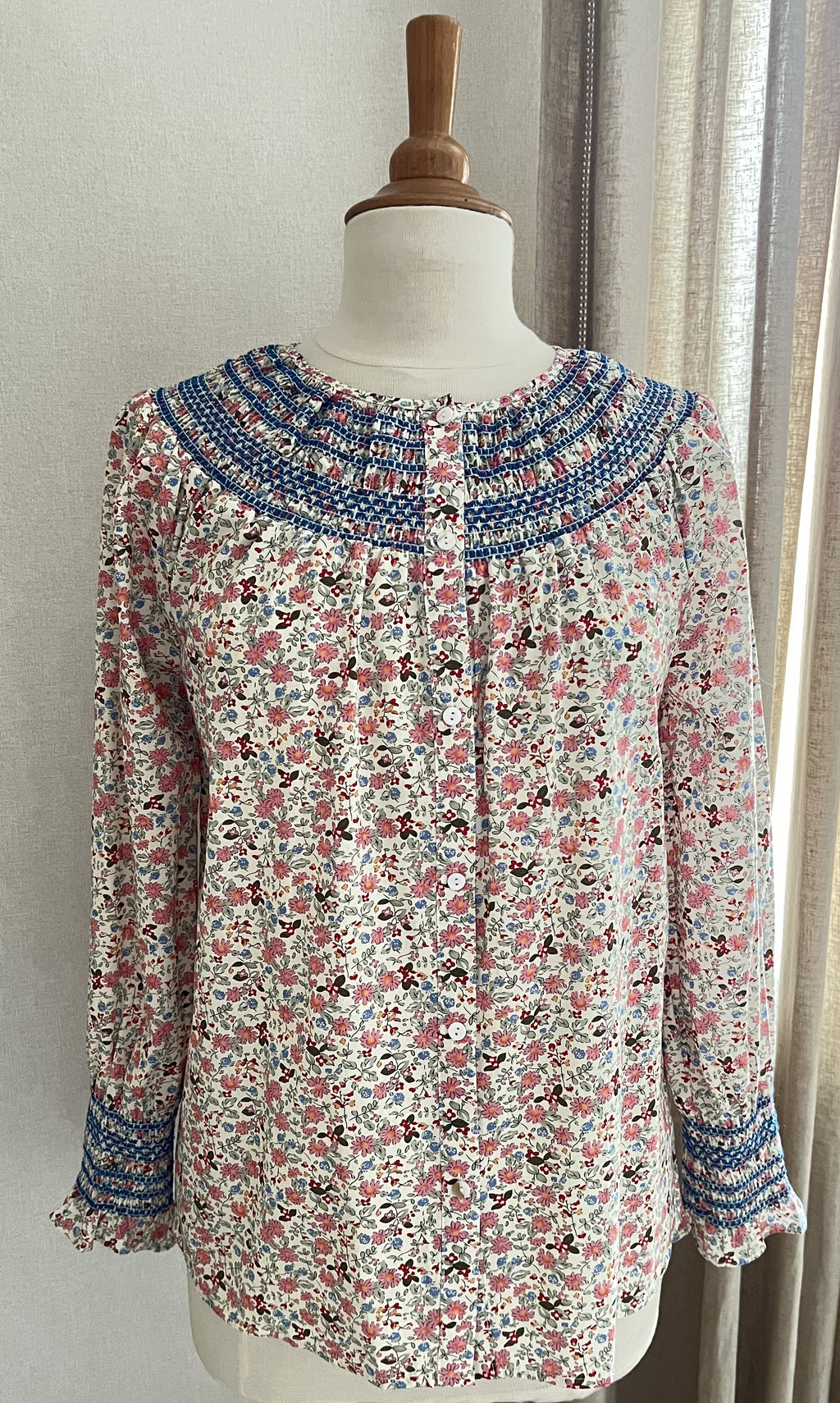 Blouse Fleur imprimé fleuri In April 1986 avec col brodé - vue de face