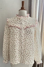 Blouse Margot fleurie gaze de coton Lili & Lala avec volants - vue de face