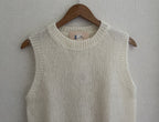 Pull Soline mohair écru col rond côtelé - détail maille douce