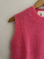 Pull Soline mohair rose col rond côtelé - détail maille douce