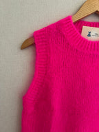 Pull Soline mohair rose fluo col rond côtelé - détail maille douce
