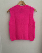 Pull sans manches rose fluo fabrication italienne - vue de dos