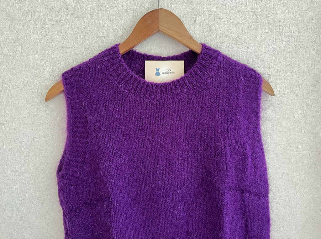 Pull sans manches mohair Made in Italy - coloris violet intense