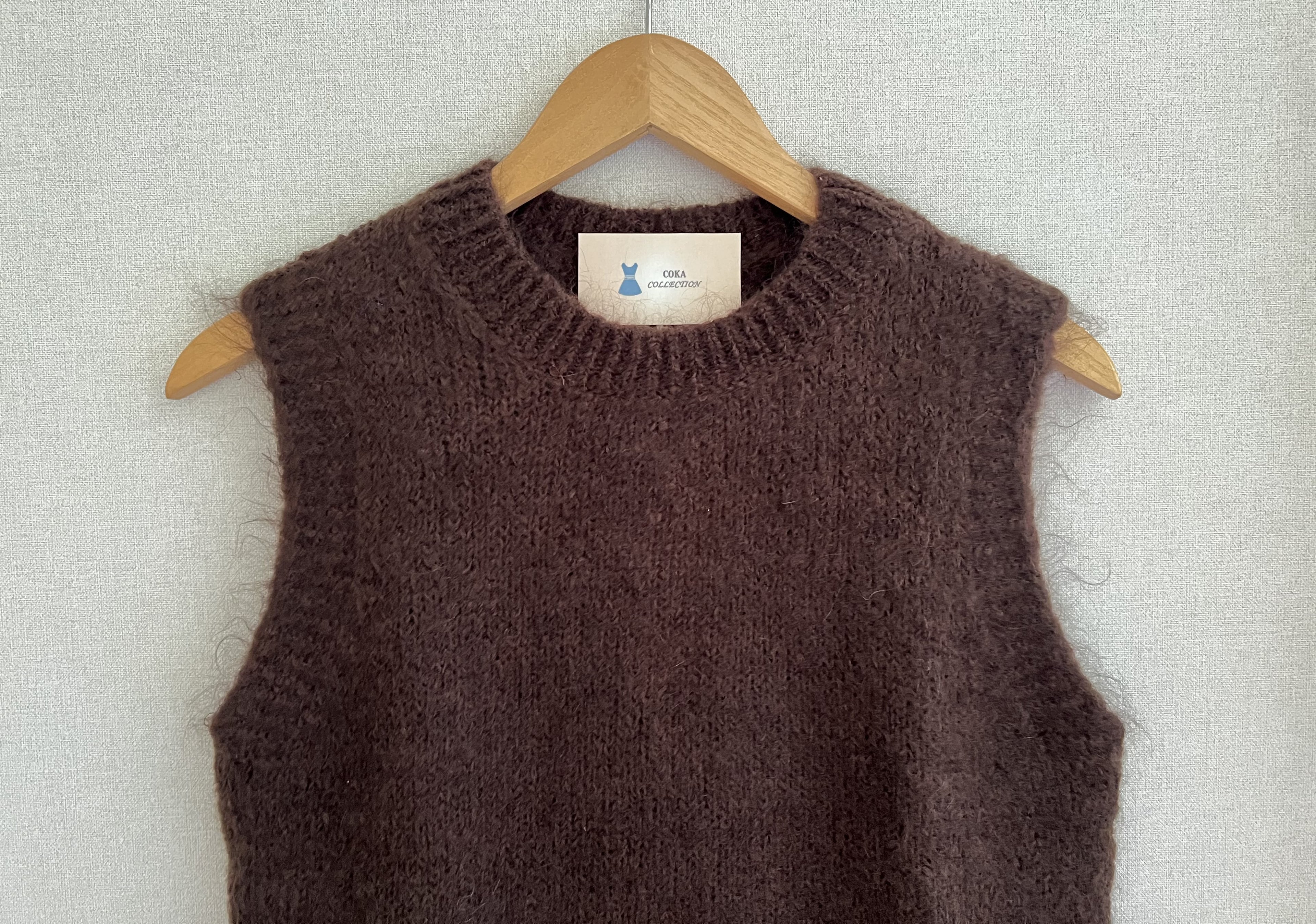 Pull sans manches mohair Made in Italy - coloris marron intemporel