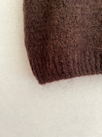 Pull mohair femme marron - détail bas côtelé
