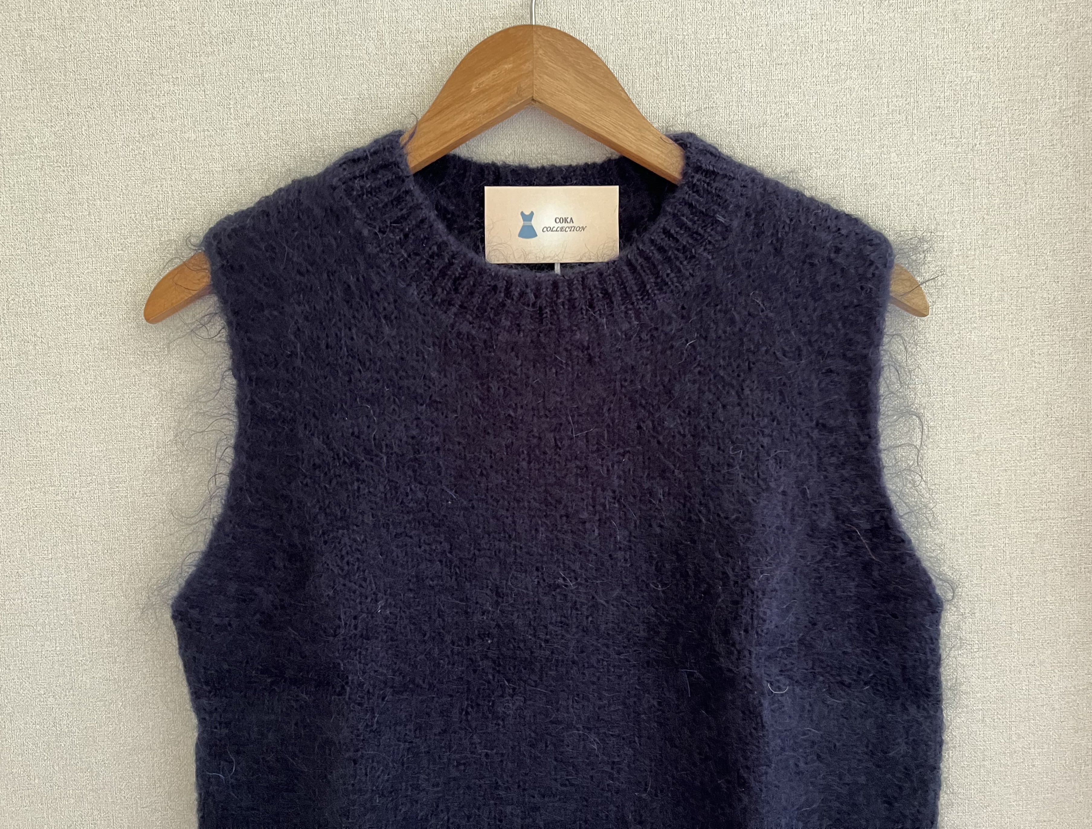 Pull sans manches mohair Made in Italy - coloris bleu marine intemporel