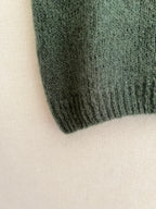 Pull mohair femme vert kaki - détail bas côtelé