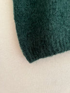 Pull mohair femme vert sapin - détail bas côtelé