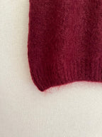 Pull mohair femme bordeaux - détail bas côtelé