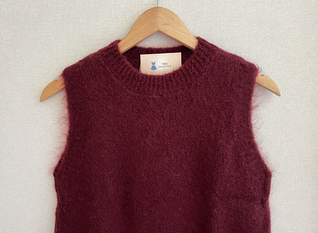 Pull sans manches mohair Made in Italy - coloris bordeaux profond