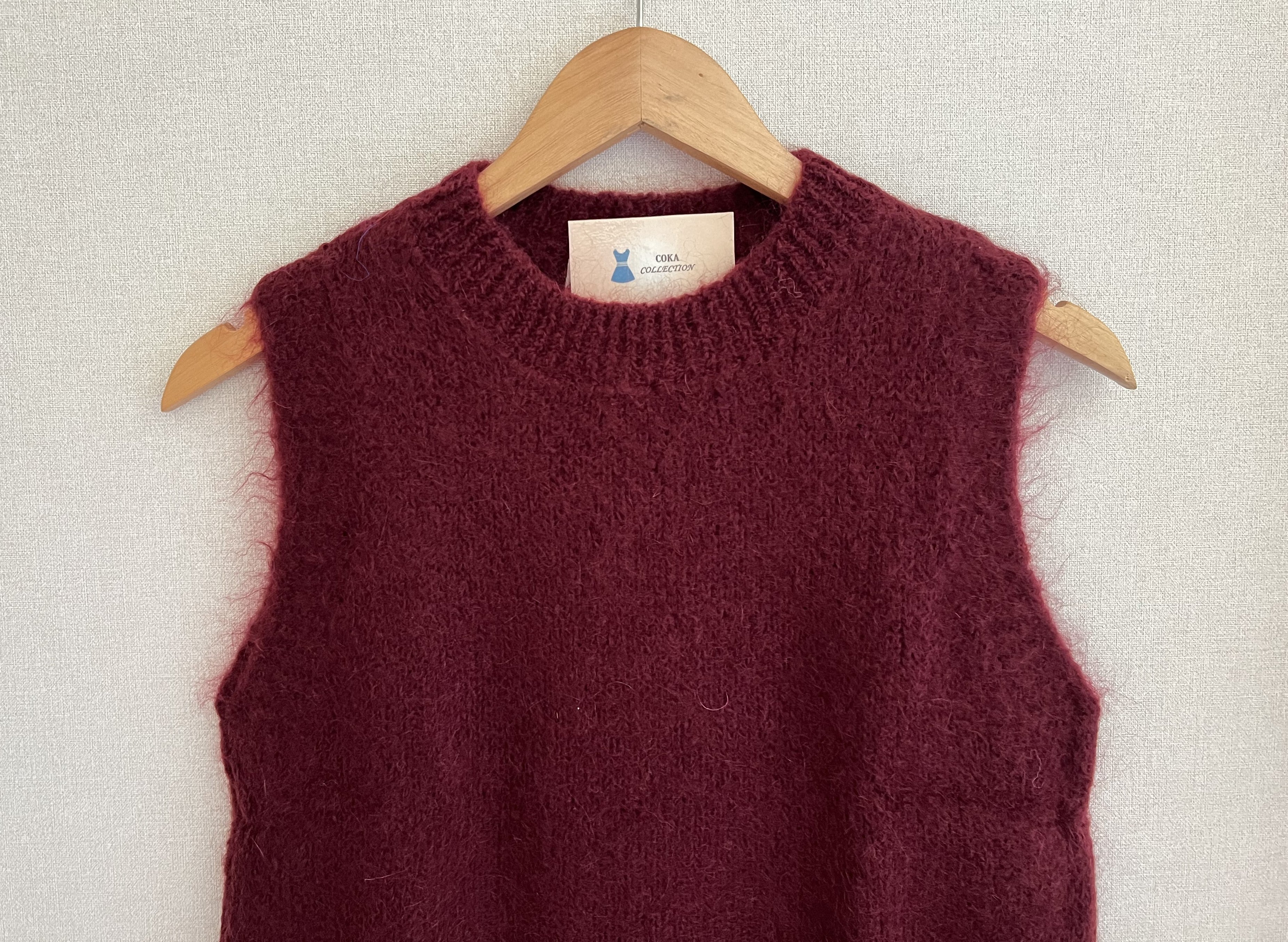 Pull sans manches mohair Made in Italy - coloris bordeaux profond