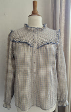Blouse Elise carreaux beige bleu Lili & Lala - vue de face