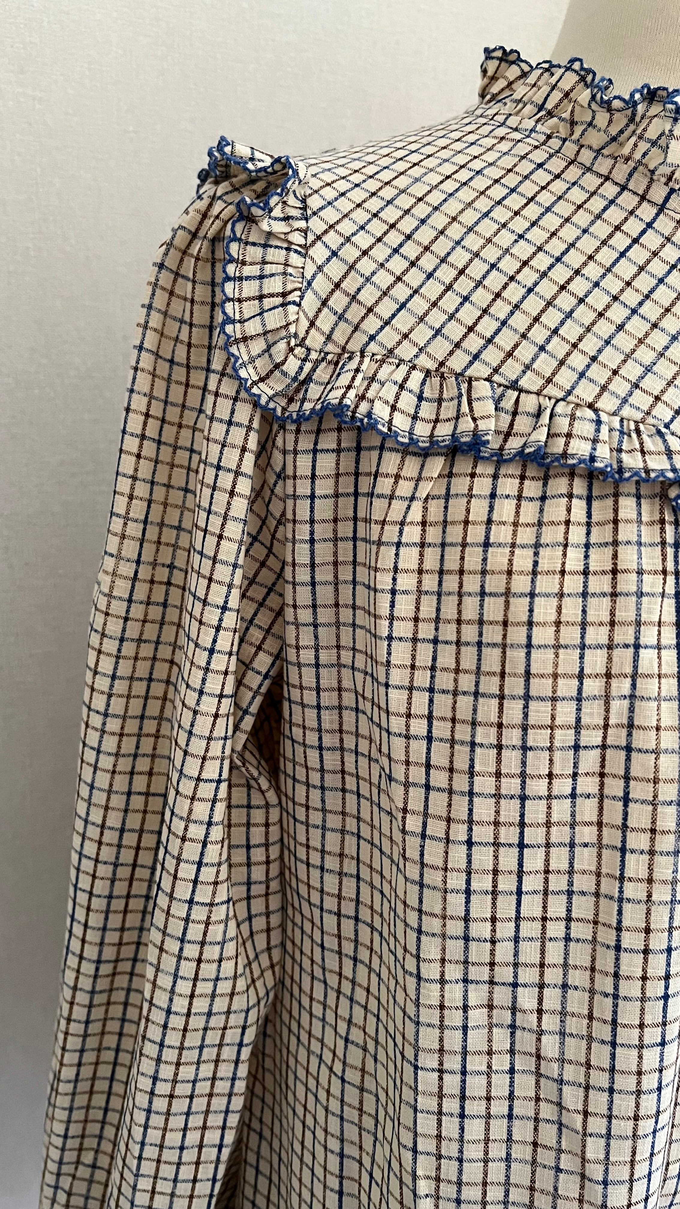 Blouse Elise carreaux beige bleu Lili & Lala - style bohème chic