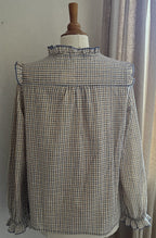 Blouse Elise Lili & Lala carreaux beige bleu - vue de dos