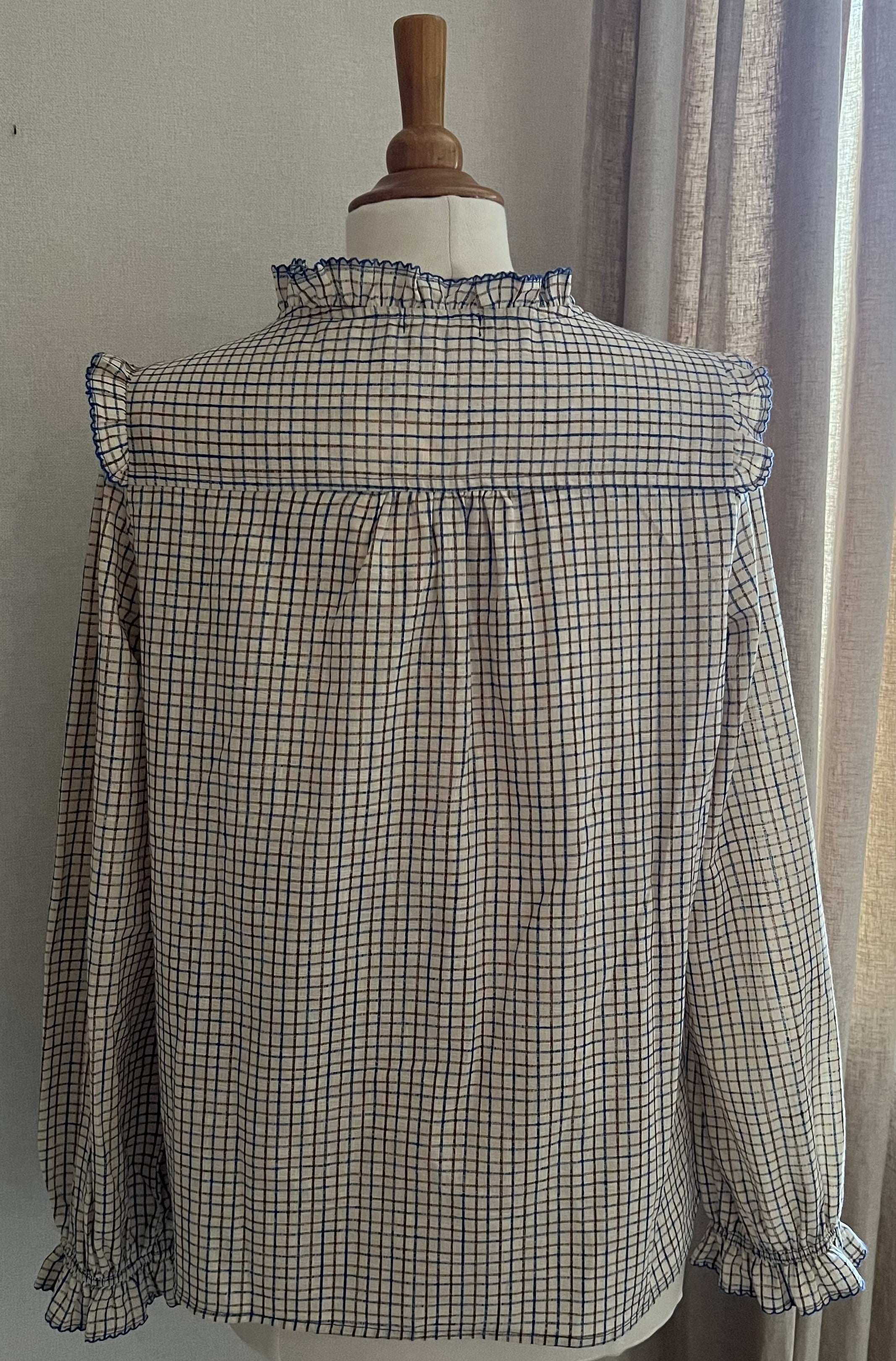 Blouse Elise Lili & Lala carreaux beige bleu - vue de dos