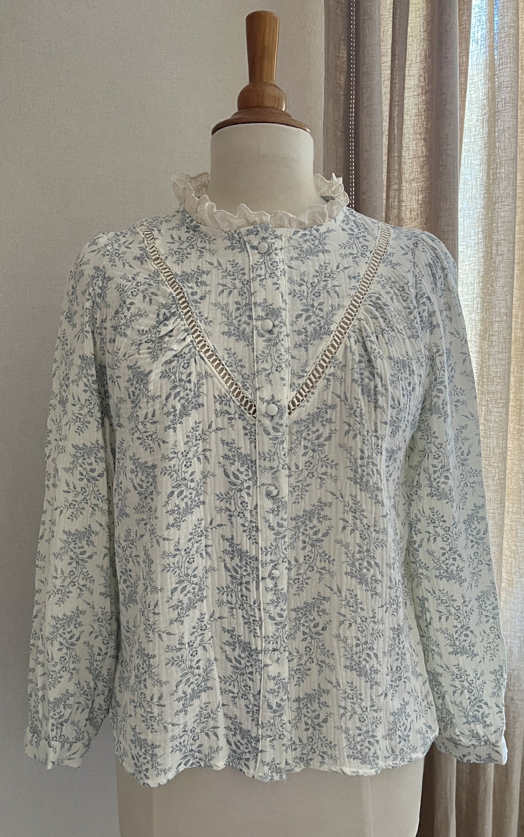 Blouse Estelle feuillage bleu Season - vue de face