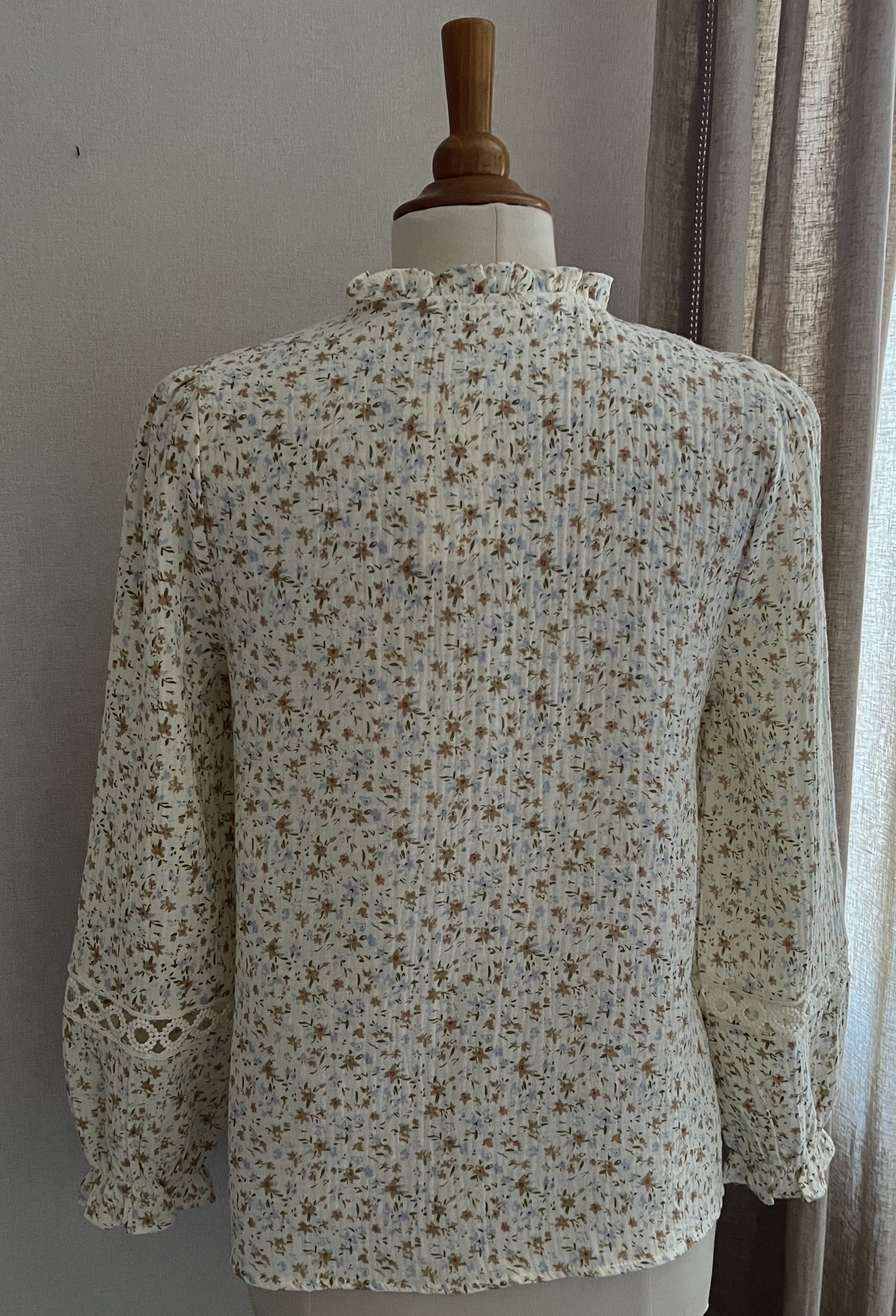 Blouse Lucie fleurie gaze de coton écrue Lili & Lala - vue de dos