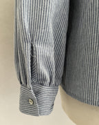 Blouse Ninon Season - détail manches bouffantes rayées bleu blanc