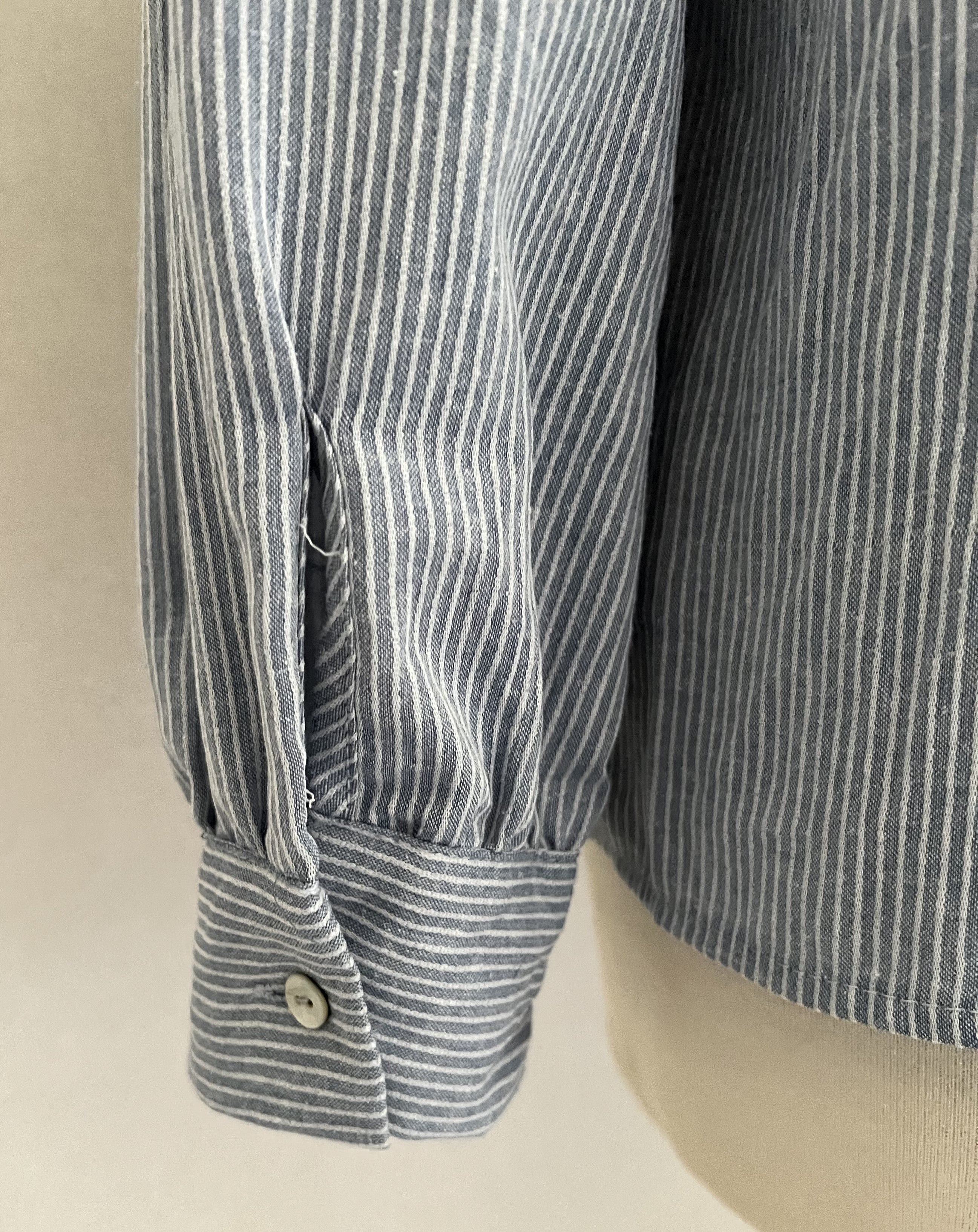 Blouse Ninon Season - détail manches bouffantes rayées bleu blanc