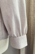 Blouse Ninon Season - détail manches bouffantes rayées beige blanc