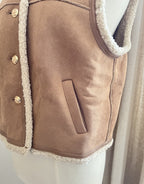 Gilet Romy suédine beige - détail poche