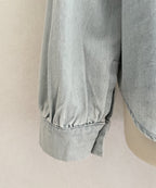 Manches bouffantes poignets boutonnés blouse Nicole denim - Coka Collection