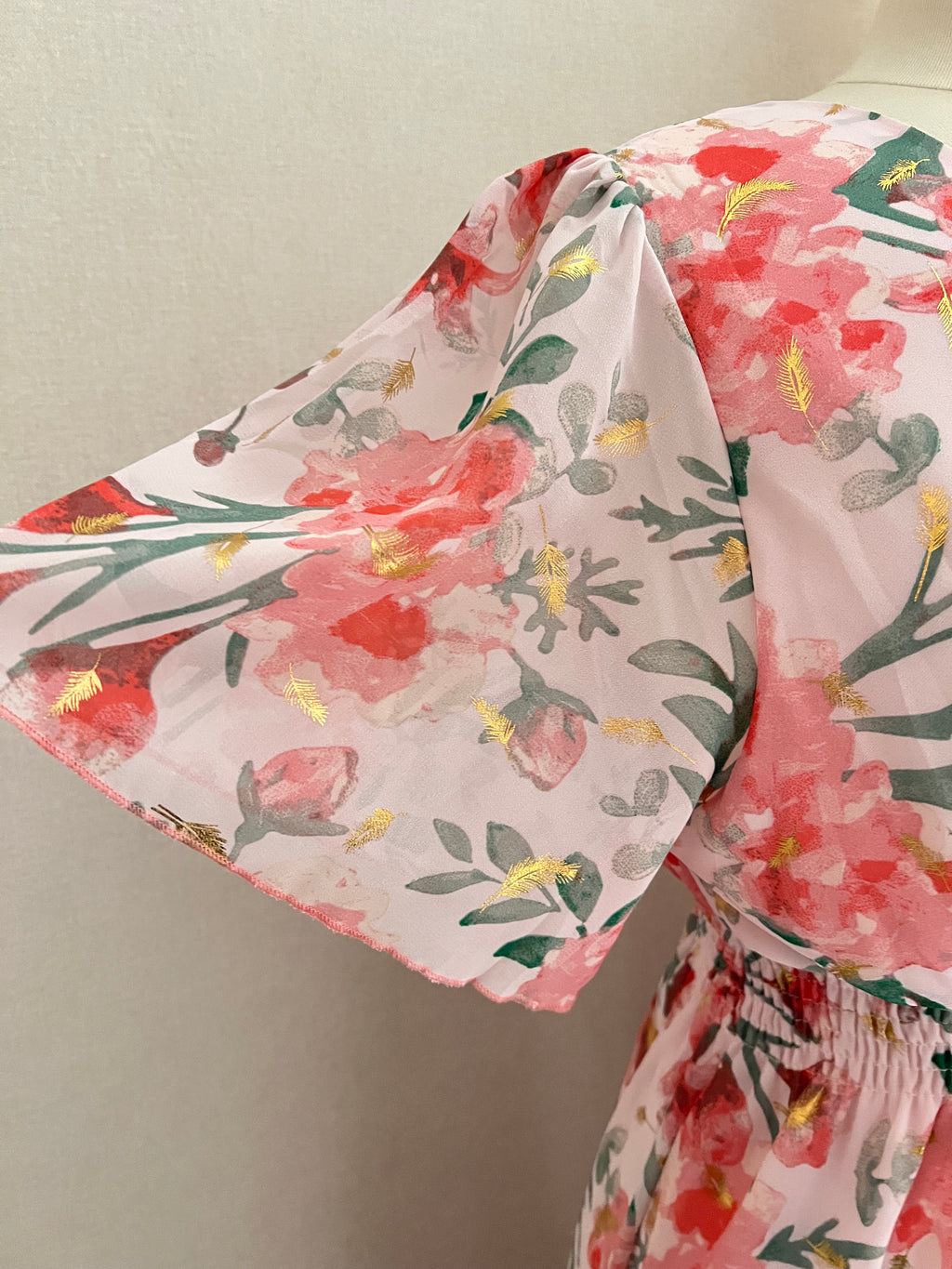 Robe Marion - détail manches courtes transparentes | Coka Collection