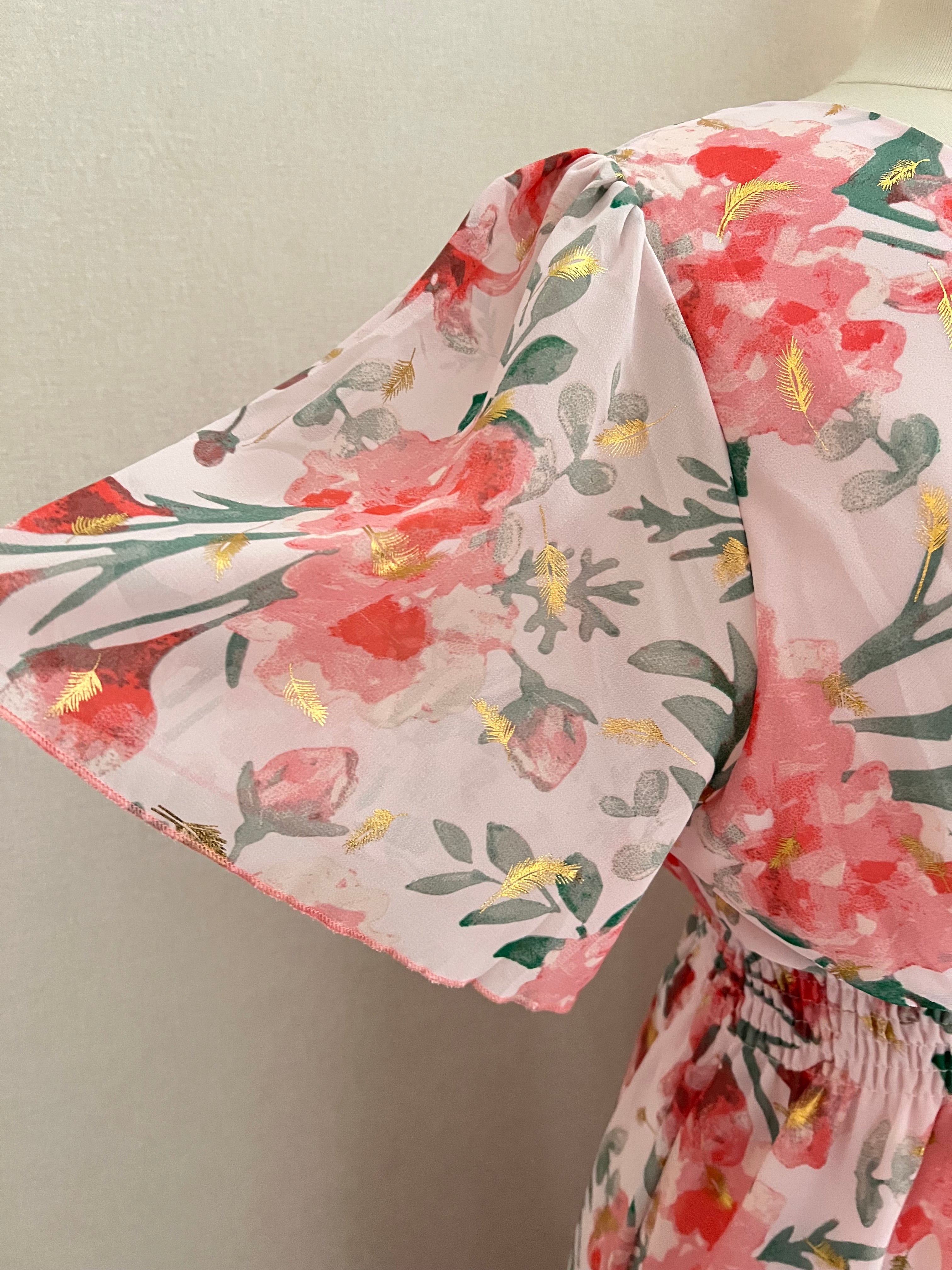 Robe Marion - détail manches courtes transparentes | Coka Collection