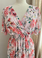 Robe Marion - détail imprimé floral aquarelle touches dorées | Coka Collection