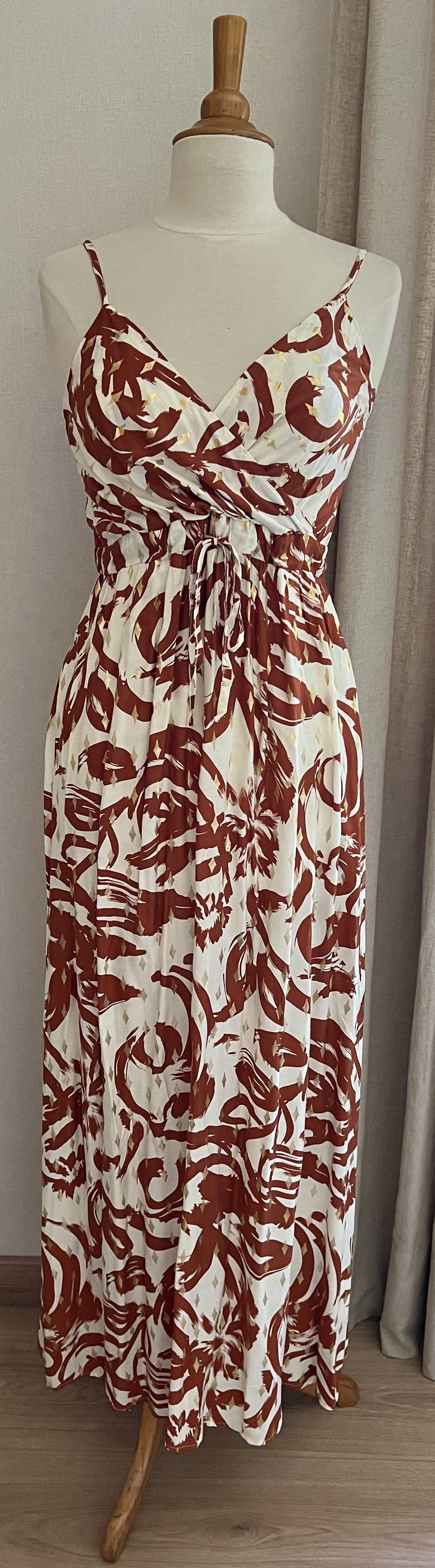 Robe Aline longue terracotta - vue face - Coka Collection
